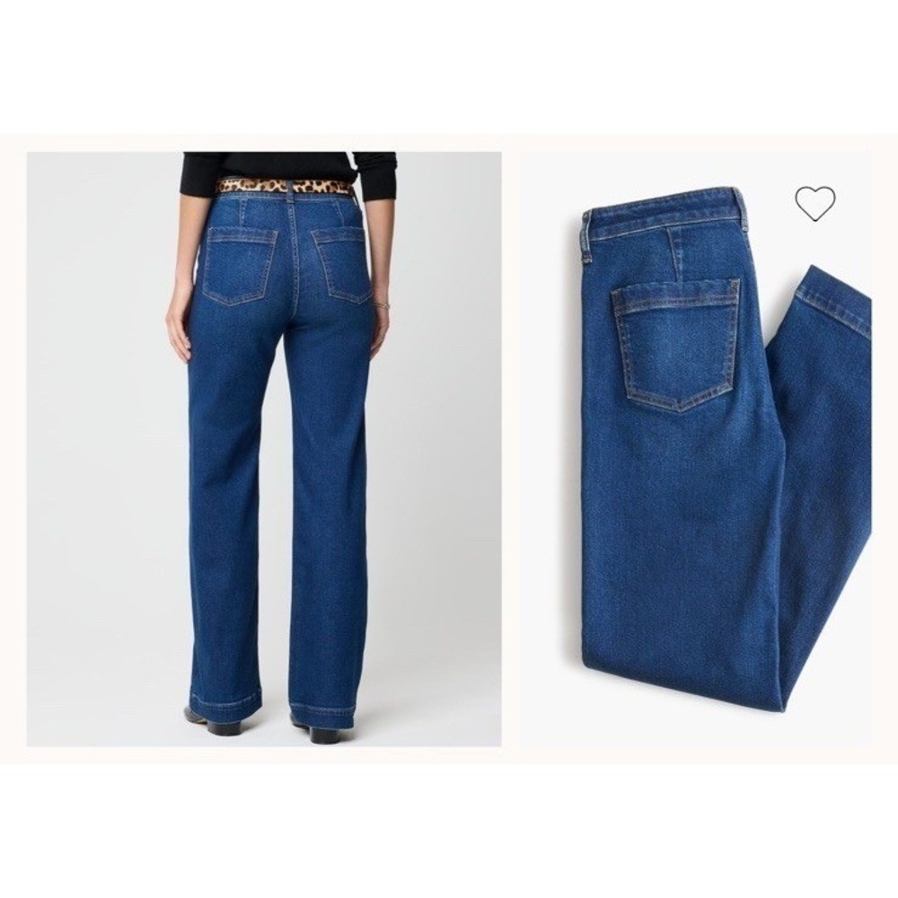 J Crew Factory NWT High Rise Trouser Jean Wide Leg Stretch Size 34 - Picture 2 of 7